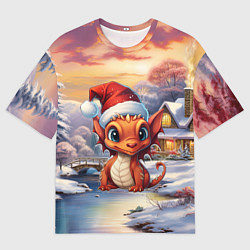 Футболка оверсайз мужская Дракон снегозавр, цвет: 3D-принт