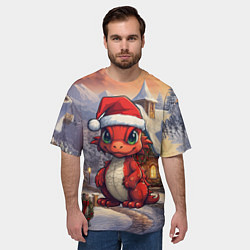Футболка оверсайз мужская Дракоша 2024 новогодний символ года, цвет: 3D-принт — фото 2