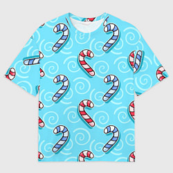 Мужская футболка оверсайз Новогодний леденец трость