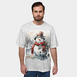 Футболка оверсайз мужская Снеговик во дворе, цвет: 3D-принт — фото 2