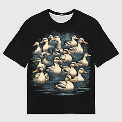 Мужская футболка оверсайз Утки в пруду