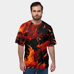 Футболка оверсайз мужская Пламя в темноте, цвет: 3D-принт — фото 2