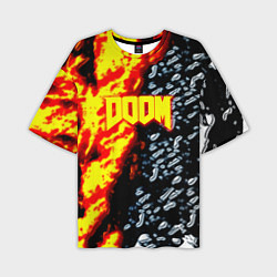 Футболка оверсайз мужская Doom огненное лого, цвет: 3D-принт