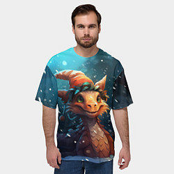Футболка оверсайз мужская Дракон под снегом, цвет: 3D-принт — фото 2