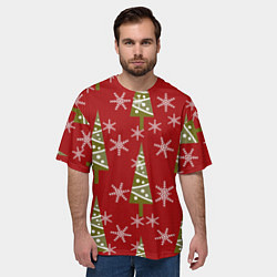 Футболка оверсайз мужская Елочка со снежинками, цвет: 3D-принт — фото 2