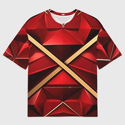 Футболка оверсайз мужская Золотые ленты на красном фоне, цвет: 3D-принт