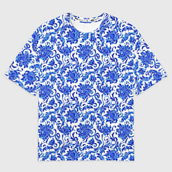 Футболка оверсайз мужская Гжель классика, цвет: 3D-принт