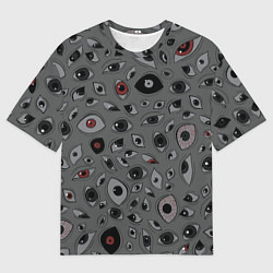 Мужская футболка оверсайз Серый цвет: глазики-косоглазики