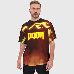 Футболка оверсайз мужская Doom storm огненное лого, цвет: 3D-принт — фото 2