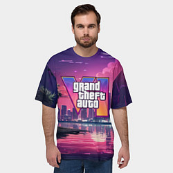 Футболка оверсайз мужская GTA 6 nigh city, цвет: 3D-принт — фото 2