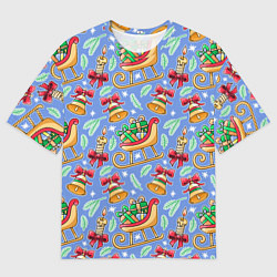 Мужская футболка оверсайз Новогодний праздничный узор