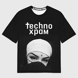 Мужская футболка оверсайз Techno храм монашка в маске