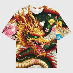 Мужская футболка оверсайз Морда японского дракона - ирезуми