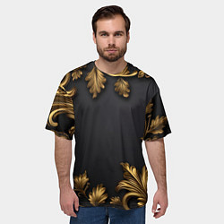 Футболка оверсайз мужская Золотые объемные листья, цвет: 3D-принт — фото 2
