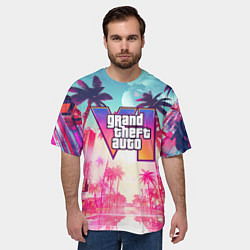 Футболка оверсайз мужская Gta 6 logo vice city style, цвет: 3D-принт — фото 2