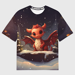 Футболка оверсайз мужская Дракон ветрокрылый огневик, цвет: 3D-принт