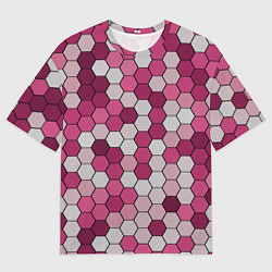 Мужская футболка оверсайз Камуфляж гексагон розовый