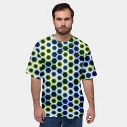 Футболка оверсайз мужская Светящиеся соты, цвет: 3D-принт — фото 2