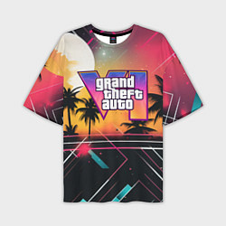 Футболка оверсайз мужская GTA 6 night logo, цвет: 3D-принт