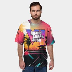 Футболка оверсайз мужская GTA 6 night logo, цвет: 3D-принт — фото 2