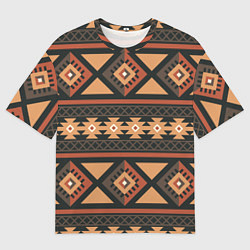 Футболка оверсайз мужская Этническая геометрия с ромбами - паттерн, цвет: 3D-принт