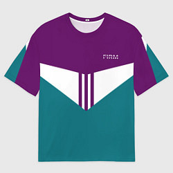 Мужская футболка оверсайз FIRM темная сирень и бирюза