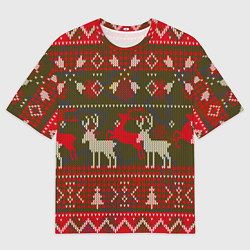 Мужская футболка оверсайз Рождественский орнамент