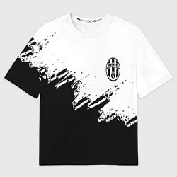 Футболка оверсайз мужская Juventus black sport texture, цвет: 3D-принт