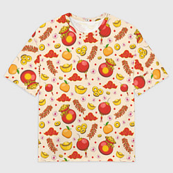 Футболка оверсайз мужская Символы богатства в паттерне, цвет: 3D-принт