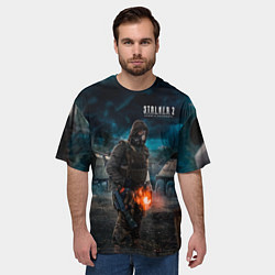 Футболка оверсайз мужская STALKER одиночка с артефактом, цвет: 3D-принт — фото 2