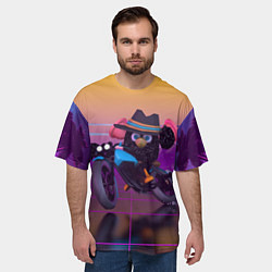 Футболка оверсайз мужская Чёрный Гусь на мотоцикле Чикен Ган, цвет: 3D-принт — фото 2