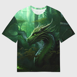 Футболка оверсайз мужская Зеленый лесной дракон 2024, цвет: 3D-принт