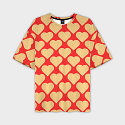 Футболка оверсайз мужская Охристые сердца, цвет: 3D-принт