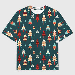 Футболка оверсайз мужская Треугольные ёлки, цвет: 3D-принт