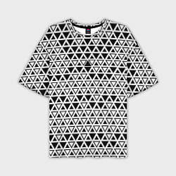 Мужская футболка оверсайз Треугольники чёрные и белые