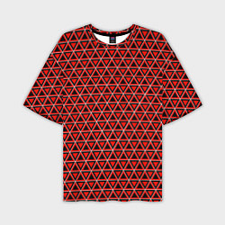 Мужская футболка оверсайз Красные и чёрные треугольники