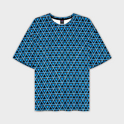 Футболка оверсайз мужская Синие и чёрные треугольники, цвет: 3D-принт