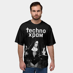 Футболка оверсайз мужская Techno храм монашка колдунья, цвет: 3D-принт — фото 2