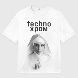Мужская футболка оверсайз Techno храм монашка улыбается