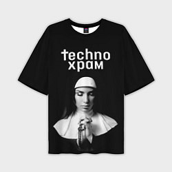 Футболка оверсайз мужская Techno храм монашка в молитве, цвет: 3D-принт