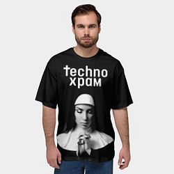 Футболка оверсайз мужская Techno храм монашка в молитве, цвет: 3D-принт — фото 2