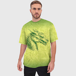 Футболка оверсайз мужская Зеленый нарисованный дракон с открытой пастью, цвет: 3D-принт — фото 2