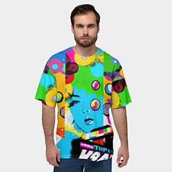 Футболка оверсайз мужская Girls face - pop art, цвет: 3D-принт — фото 2