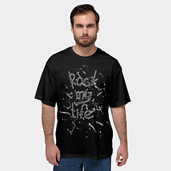 Футболка оверсайз мужская Rock my life чёрный, цвет: 3D-принт — фото 2