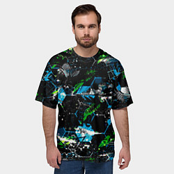 Футболка оверсайз мужская Футбол паттерны, цвет: 3D-принт — фото 2