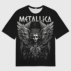 Футболка оверсайз мужская Металлика на фоне ангела, цвет: 3D-принт