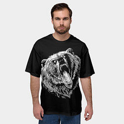 Футболка оверсайз мужская Яростный медведь воин, цвет: 3D-принт — фото 2