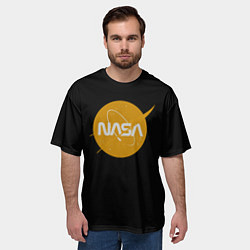 Футболка оверсайз мужская NASA yellow logo, цвет: 3D-принт — фото 2