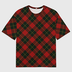 Мужская футболка оверсайз Красно-зелёный клетчатый
