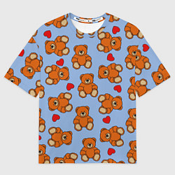 Мужская футболка оверсайз Игрушки мишки и сердца